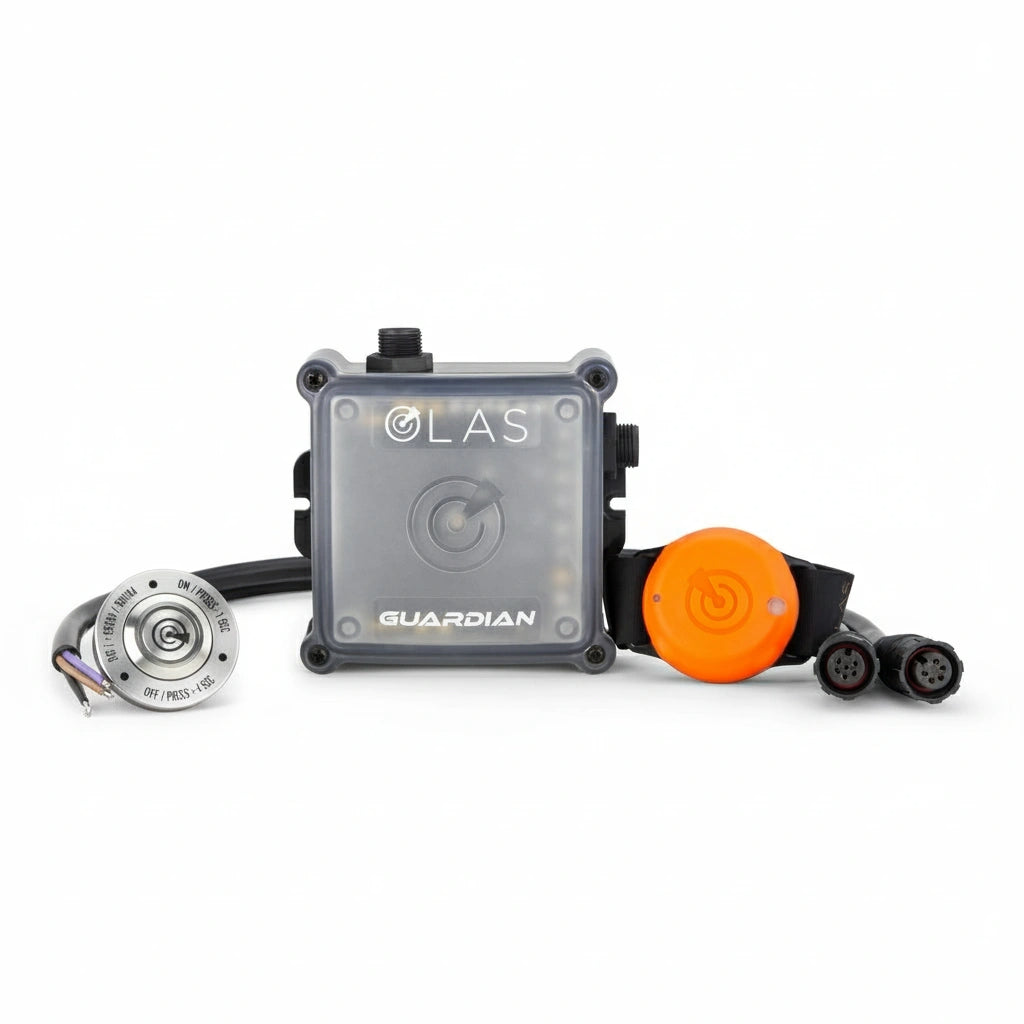 Technical device with 'OLAS' branding on a white background